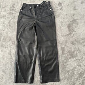 NWT Blank NYC The Baxter Ribcage Straight Faux Leather Pants Black 27